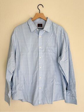 UNTUCKit Light Blue Relaxed Fit Windowpane Dress Shirt